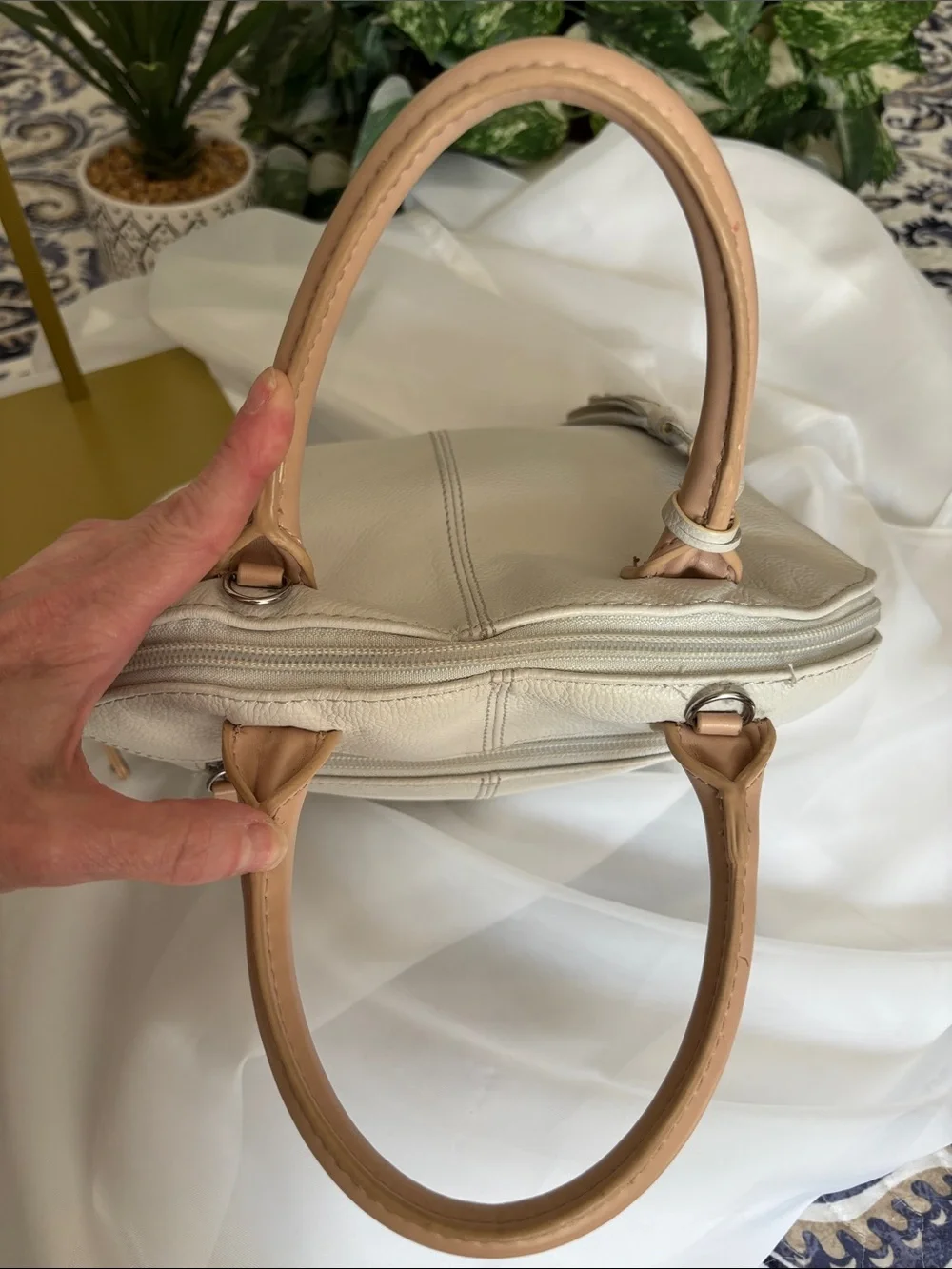 Tignanello White (Cream) Leather Satchel